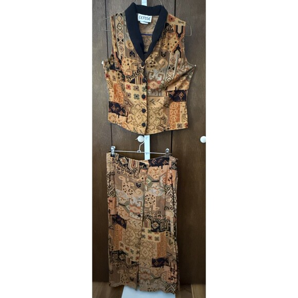 Vintage Button Skirt Set W/ Sleeveless Top Excellent Condition USA ? 70’s Sz Sm - Picture 1 of 16